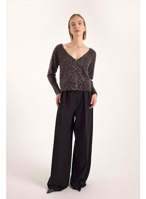 Belle Brushed Leopard Button Back Cardigan