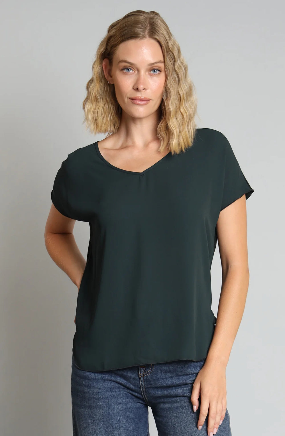 V-Neck Drop Shoulder - Forest