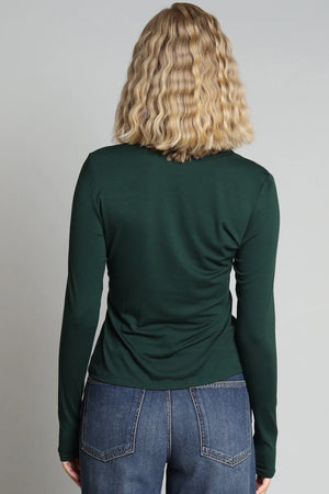 Jersey Zip Neck Top - Pine