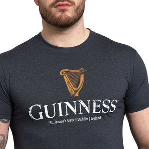 Guinness Distressed Harp Label Tee - Navy