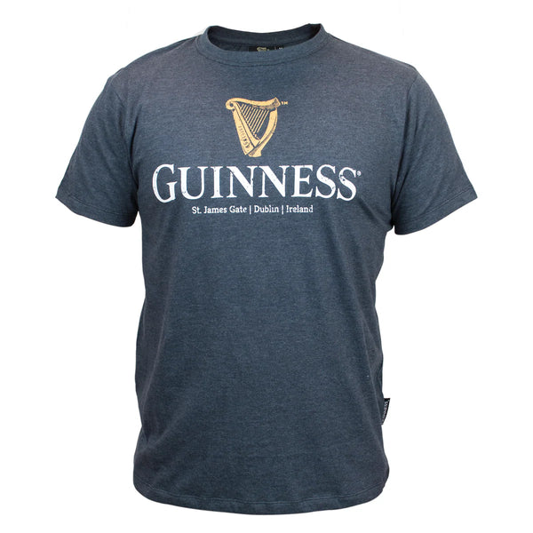 Guinness Distressed Harp Label Tee - Navy