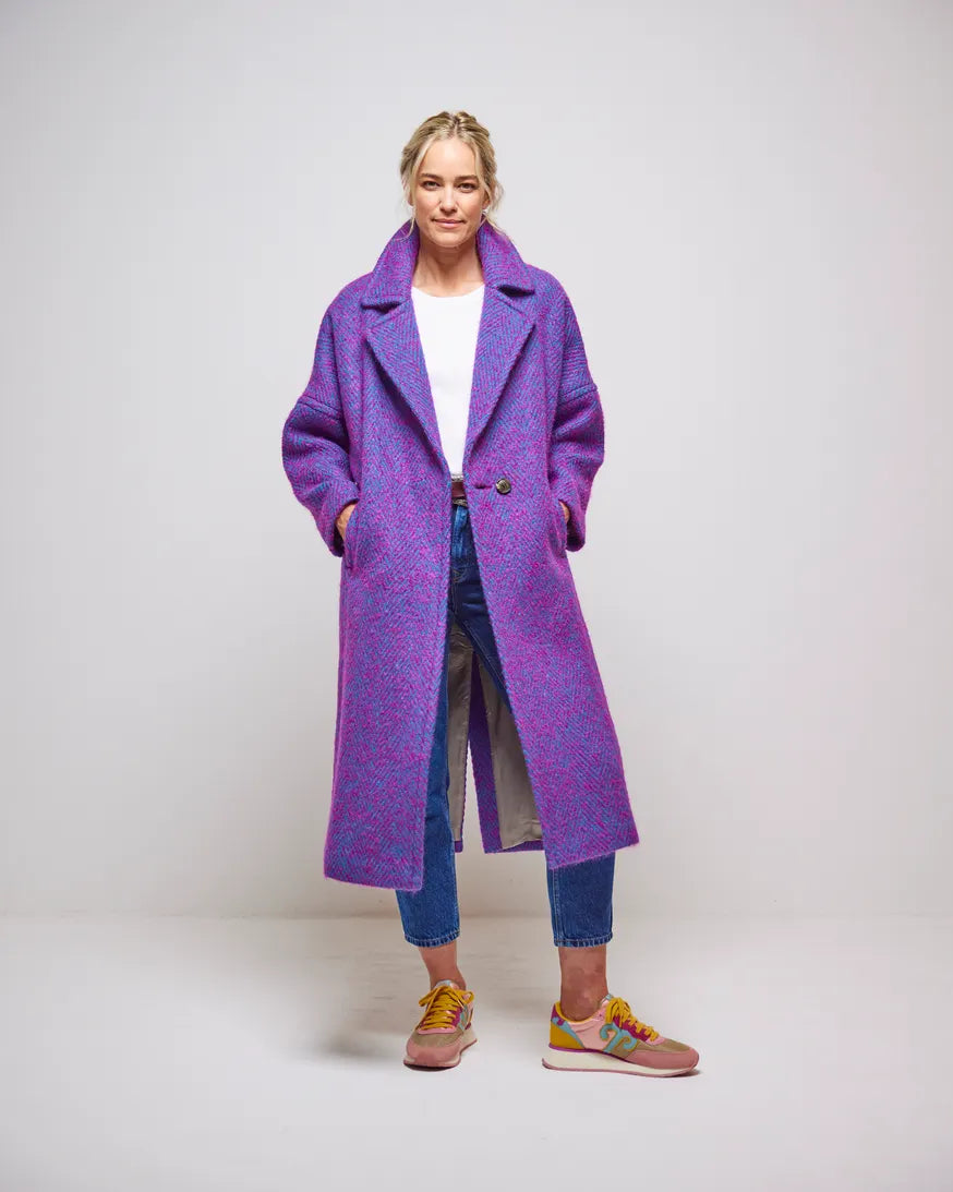 Avoca Reflections Light  Donegal Herringbone Coat- Refleck
