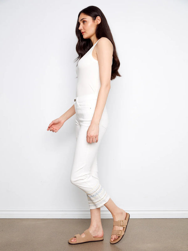 Embroidered Cuff Jeans