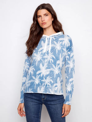 Reverse Print Hoodie Pullover - Tropical