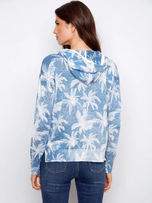 Reverse Print Hoodie Pullover - Tropical