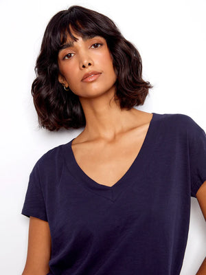 Organic Cotton V-Neck T-Shirt - Navy