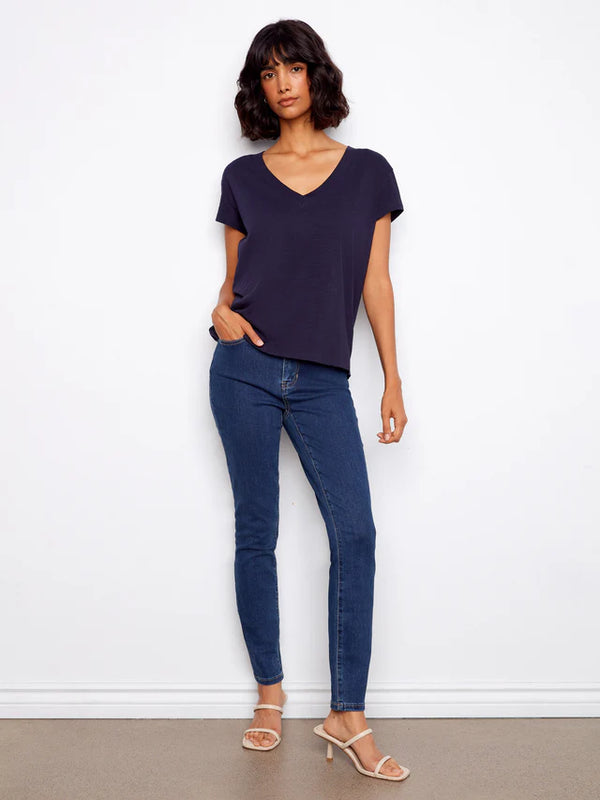 Organic Cotton V-Neck T-Shirt - Navy