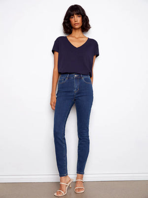 Organic Cotton V-Neck T-Shirt - Navy