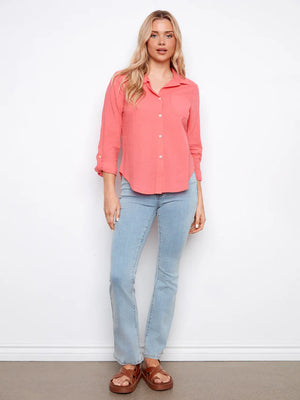 Cotton Button Up Shirt - Sorbet