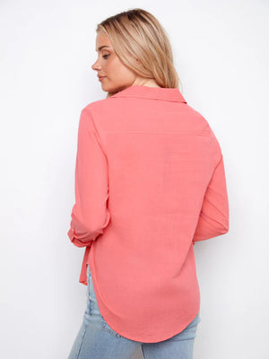 Cotton Button Up Shirt - Sorbet