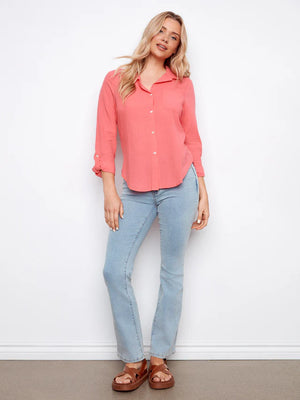 Cotton Button Up Shirt - Sorbet