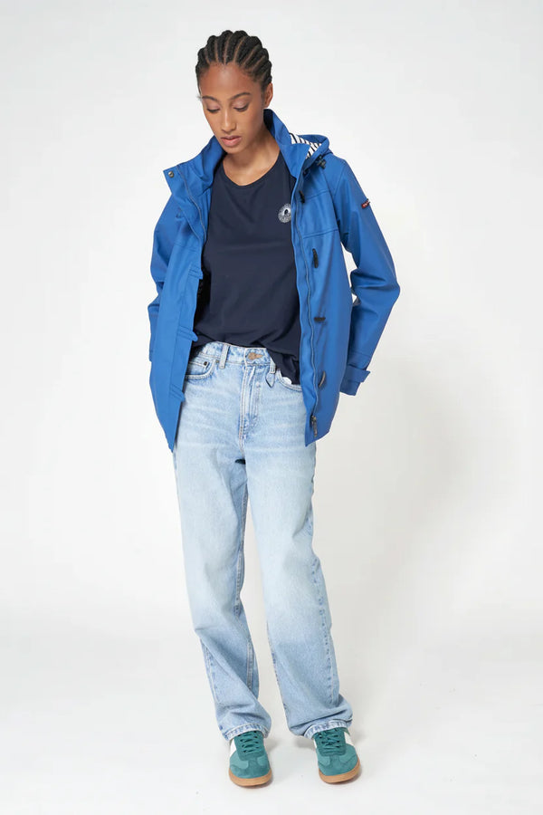 Ladies Classic Sailor-Style Rain Jacket - Blue