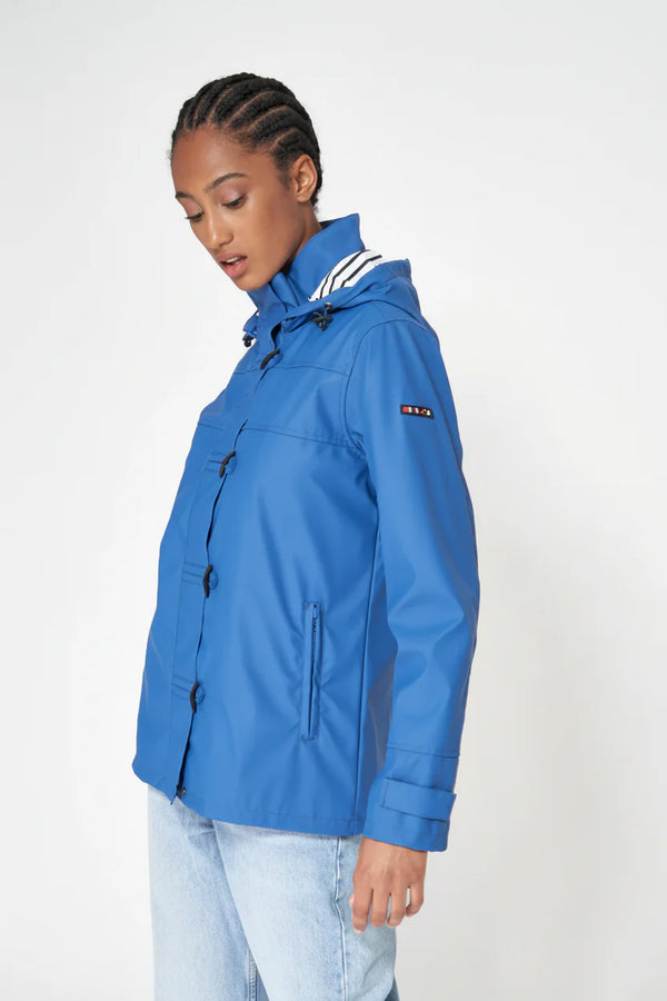Ladies Classic Sailor-Style Rain Jacket - Blue