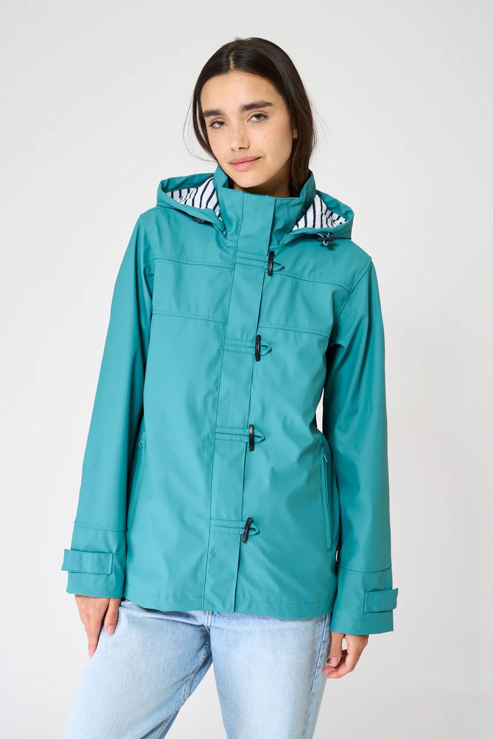 Ladies Classic Sailor-Style Rain Jacket - Teal