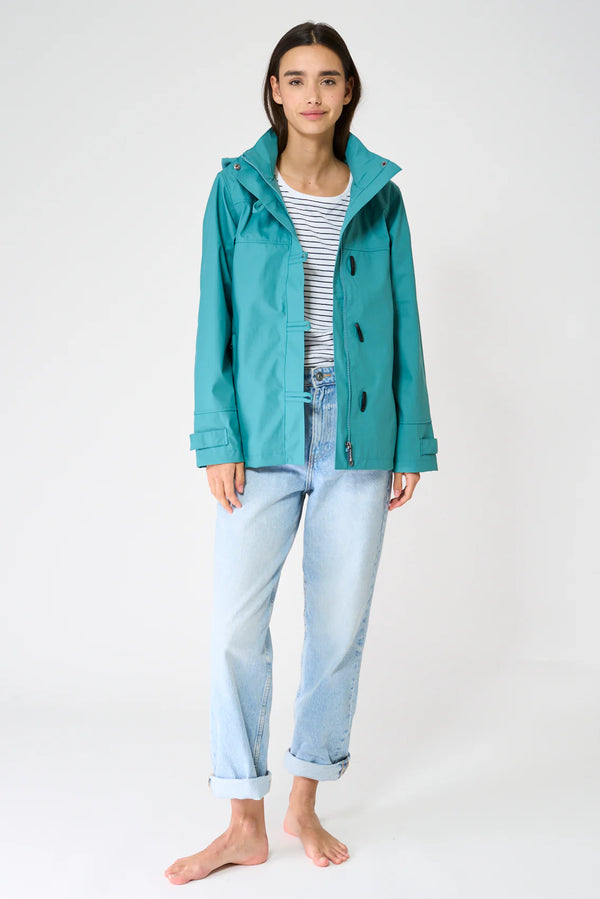 Ladies Classic Sailor-Style Rain Jacket - Teal