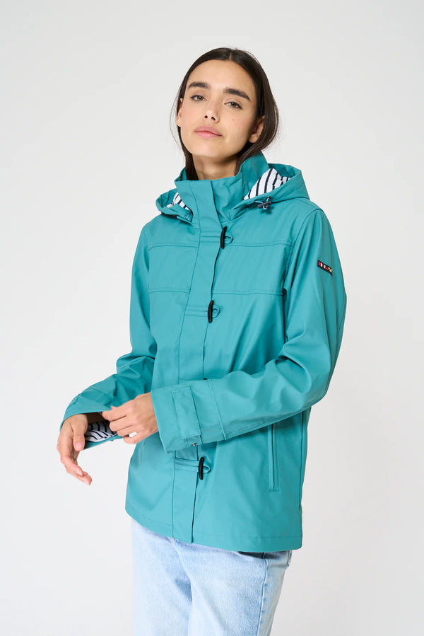 Ladies Classic Sailor-Style Rain Jacket - Teal