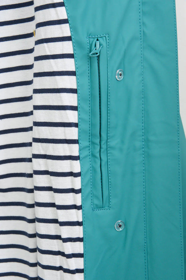 Ladies Classic Sailor-Style Rain Jacket - Teal