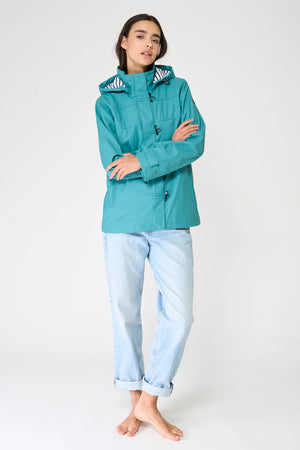 Ladies Classic Sailor-Style Rain Jacket - Teal