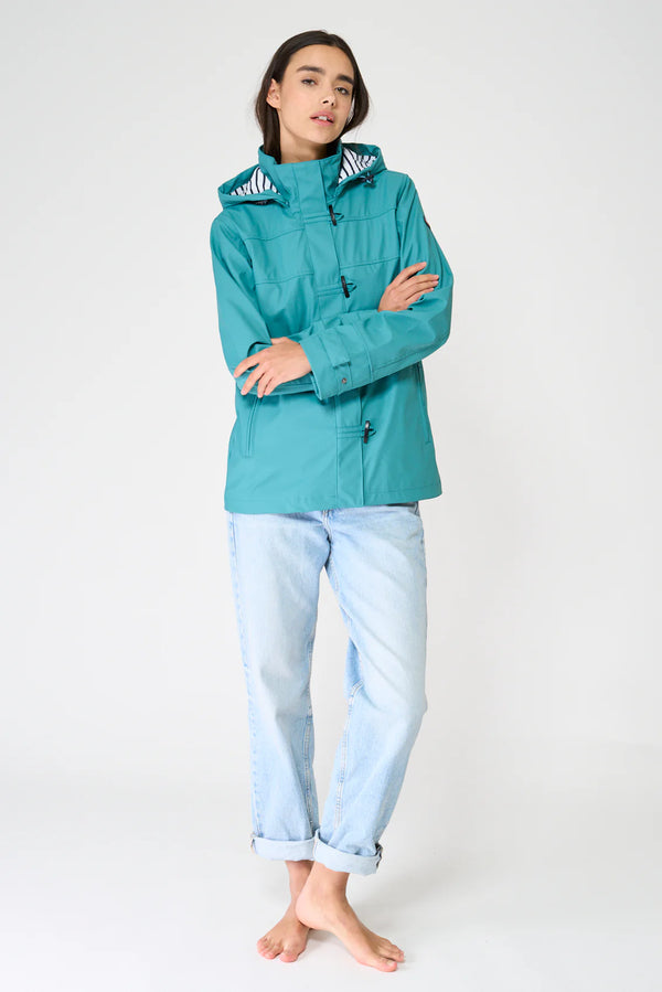 Ladies Classic Sailor-Style Rain Jacket - Teal