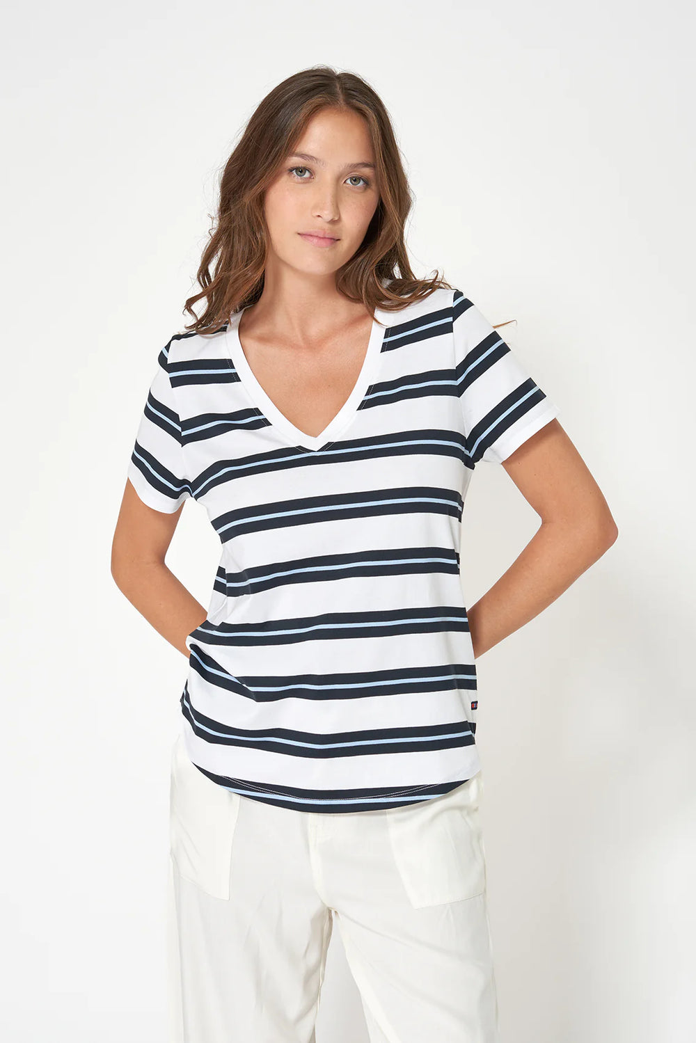 Striped V-Neck T-Shirt