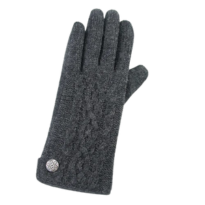 Celtic Cable Knit Gloves - Charcoal