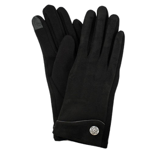 Faux Suede Glove w/ Celtic Button - Black