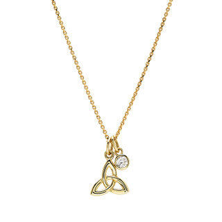 14kt Gold and Lab Diamond Claddagh Necklace