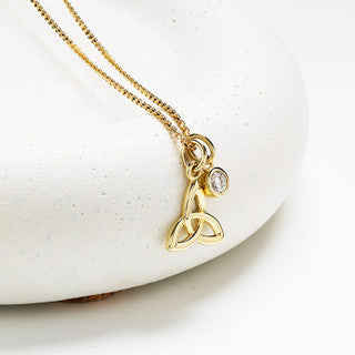 14kt Gold and Lab Diamond Claddagh Necklace