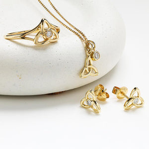 14kt Gold and Lab Diamond Claddagh Necklace