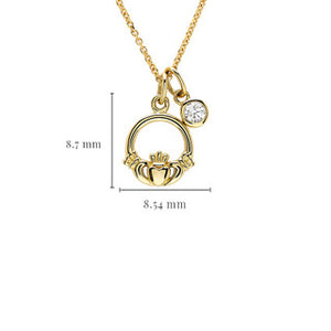 14kt Gold and Lab Diamonds Claddagh Necklace