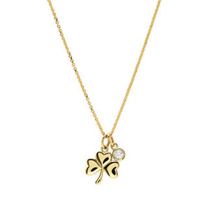 14kt Gold And Lab Diamonds Shamrock Necklace