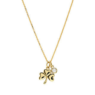 14kt Gold And Lab Diamonds Shamrock Necklace