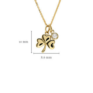 14kt Gold And Lab Diamonds Shamrock Necklace