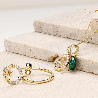 14kt Yellow GoldLab Grown Diamond Malachite Trinity Necklace
