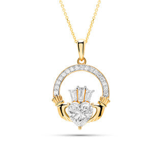 14kt Gold Lab Diamond Claddagh Medium Necklace
