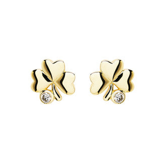 14kt Gold Lab Grown Diamond Celtic Trinity Knot Stud Earrings