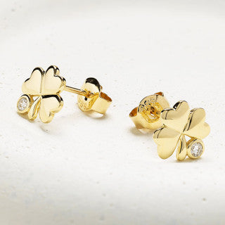 14kt Gold Lab Grown Diamond Celtic Trinity Knot Stud Earrings