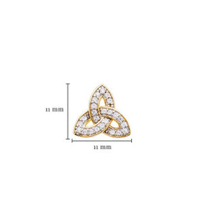 14KT Gold Vermeil Stud Trinity Knot Earrings w/ White Cubic Zirconias