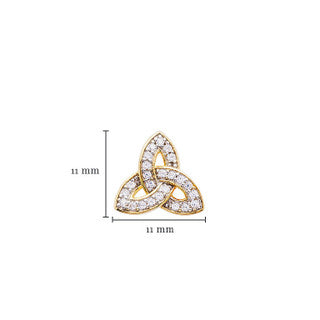 14KT Gold Vermeil Stud Trinity Knot Earrings w/ White Cubic Zirconias