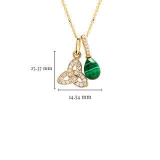 14kt Yellow GoldLab Grown Diamond Malachite Trinity Necklace