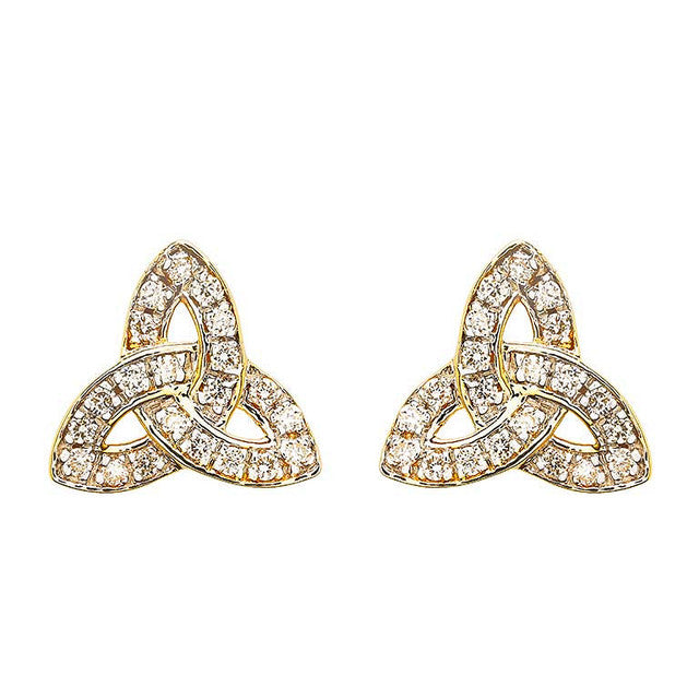 14kt Gold Lab Grown Diamond Celtic Trinity Knot Stud Earring