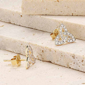 14kt Gold Lab Grown Diamond Celtic Trinity Knot Stud Earring