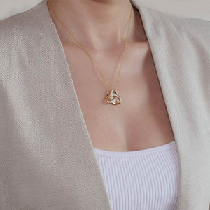 14KT Gold Vermeil Trinity Knot Necklace w/ Cubic Zirconias