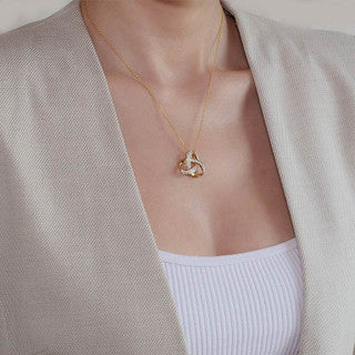 14KT Gold Vermeil Trinity Knot Necklace w/ Cubic Zirconias