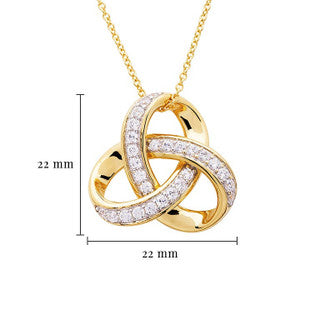 14KT Gold Vermeil Trinity Knot Necklace w/ Cubic Zirconias
