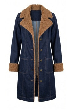 Sherpa Trimmed Notch Collar Jacket 38" in Cinder Bloom