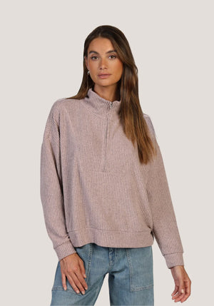 Hampton Zip Pullover - Heather Pink