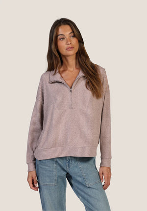 Hampton Zip Pullover - Heather Pink