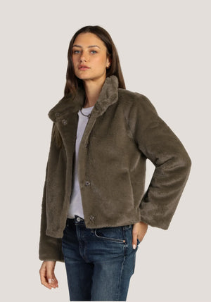 Ryan Faux Fur Mock Jacket - Olive
