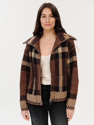 Cypress Plaid Collared Zip Up